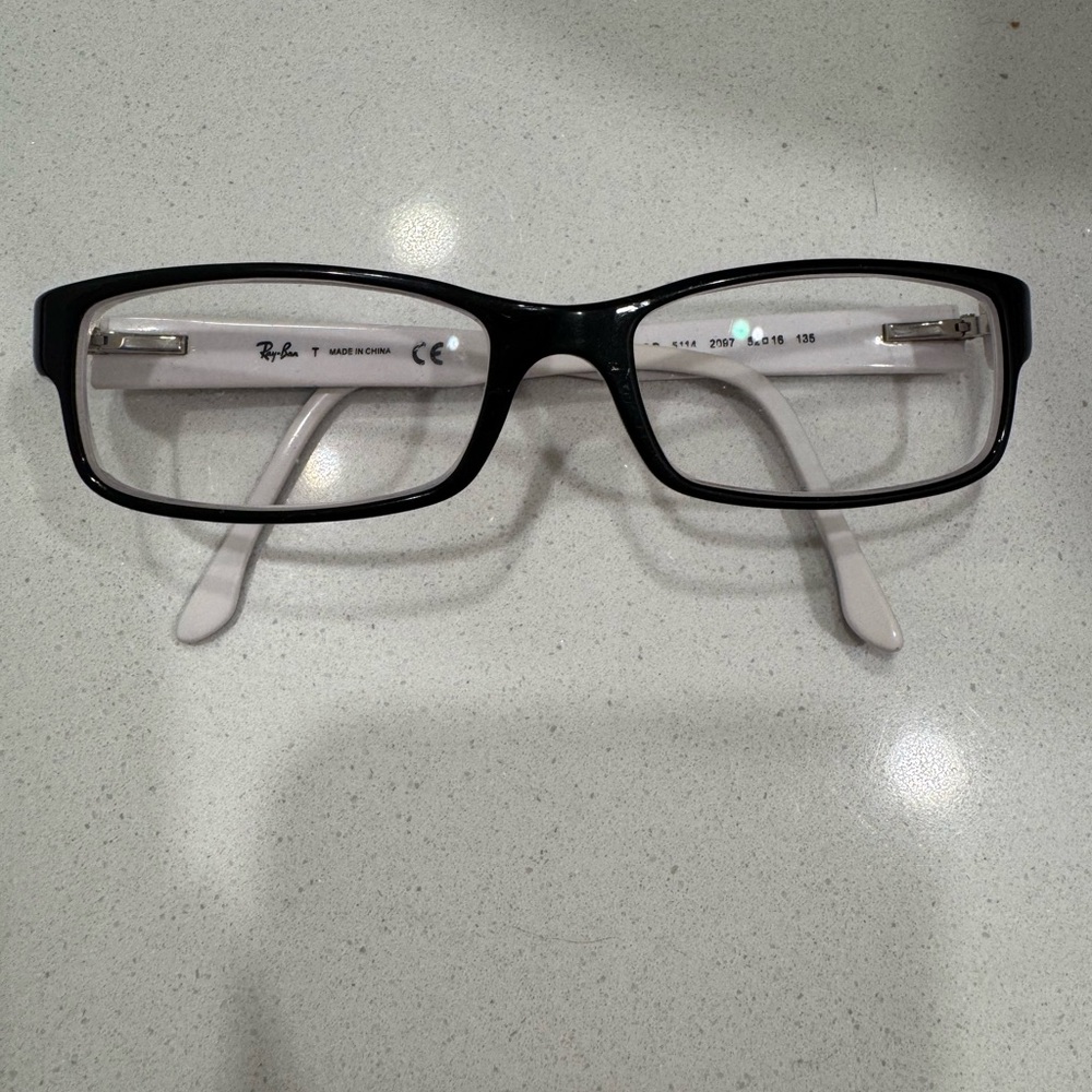 Ray-Ban Black Frame with White Temples Glasses
